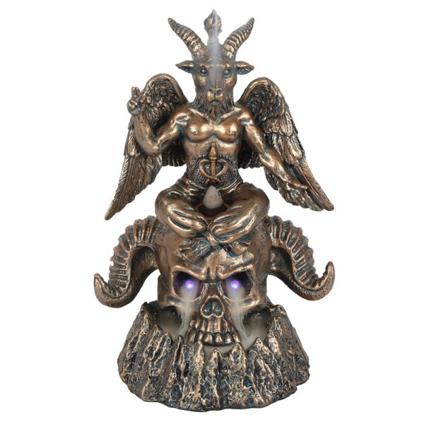 BRUCIATORE DI INCENSO A RIFLUSSO LED BAPHOMET DORATO