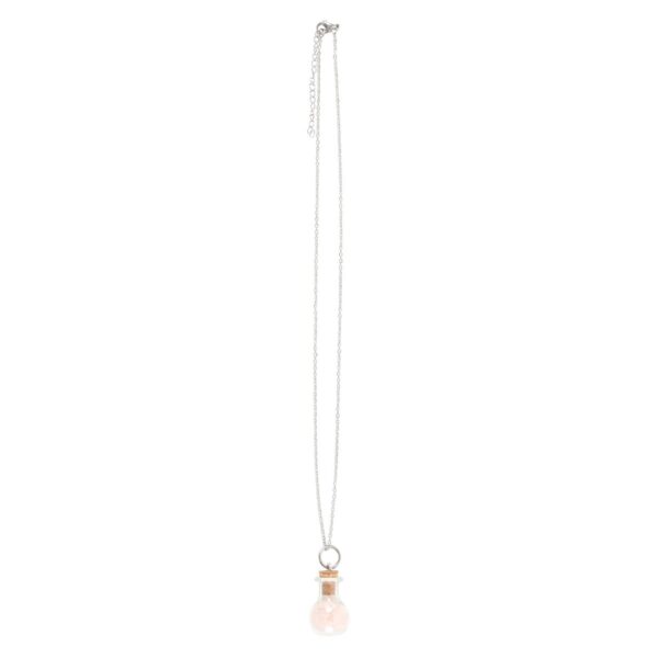 COLLANA CON BOTTIGLIA CON CRISTALLI DI QUARZO ROSA - AMORE - immagine 4